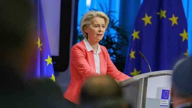 La presidenta de la Comisión, Ursula von der Leyen, durante su discurso de este martes en Bruselas