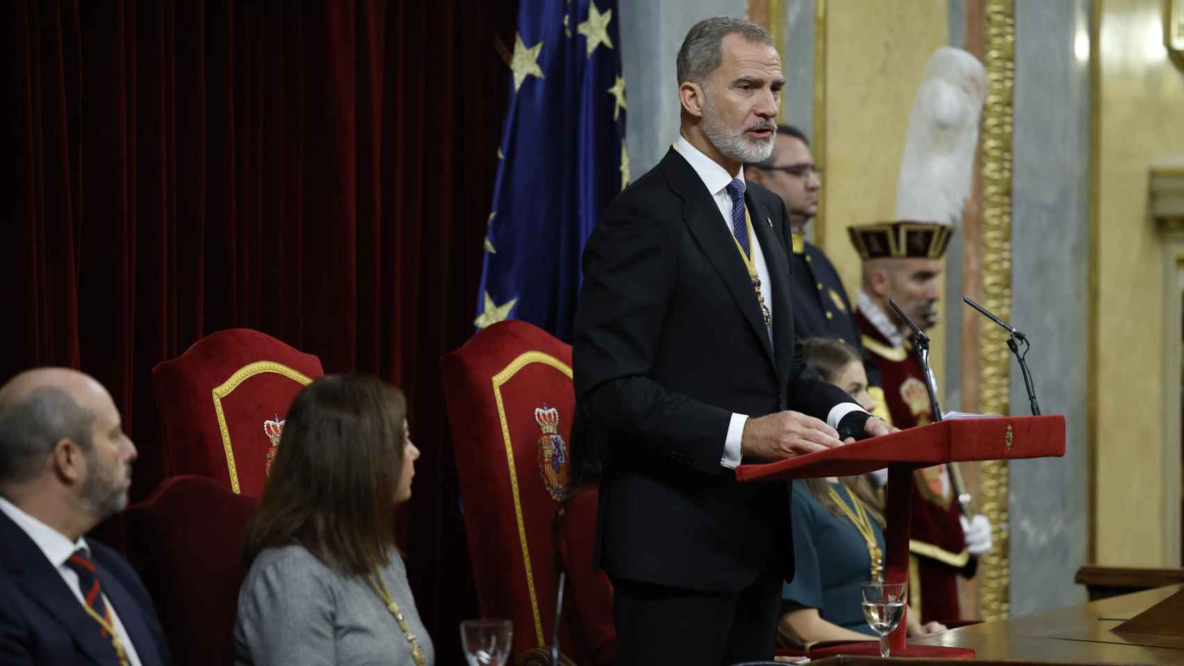 El Rey durante su discurso en el Congreso de los Diputados.