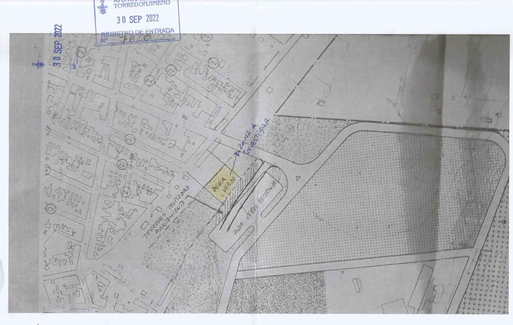 Mapa en el que aparecen señaladas las 'zonas verdes' de la finca de Alcaraz en las que se ha construido de forma presuntamente ilegal