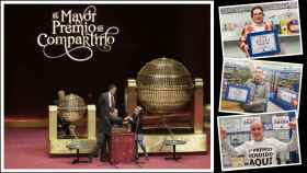 Los tres loteros de Valladolid y una imagen del Sorteo Extraordinario de la Lotería de Navidad
