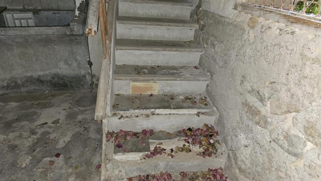 Escaleras en deterioro en el interior del palacio.