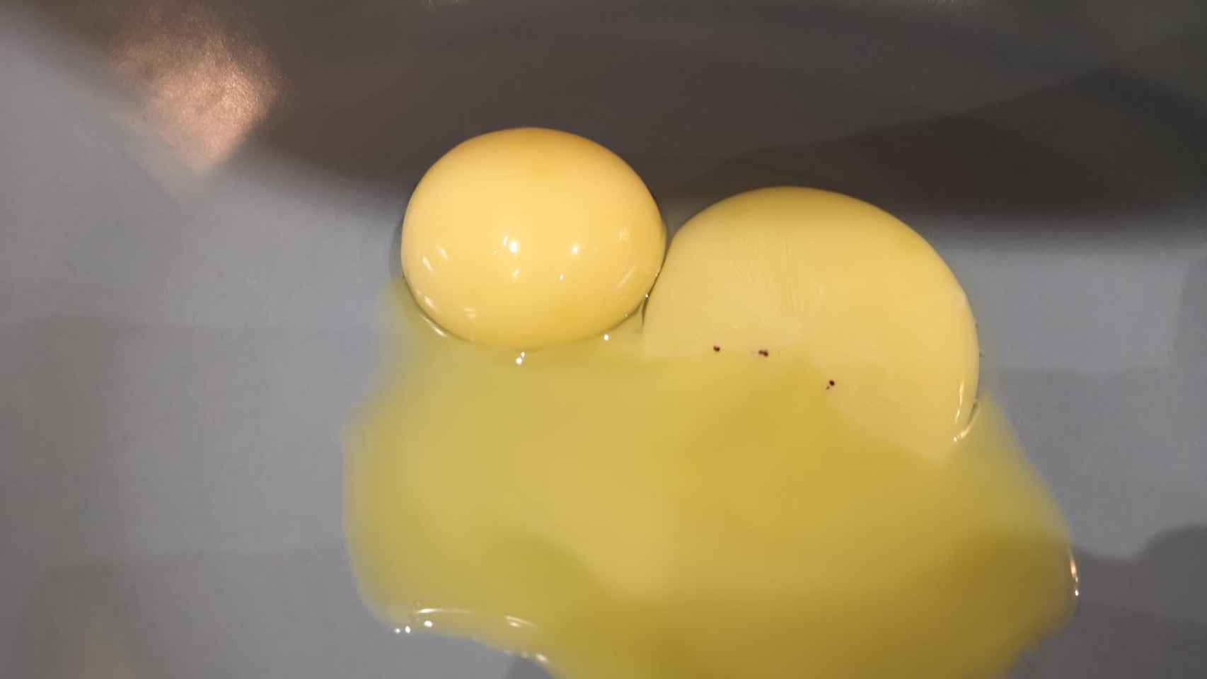 Dos huevos con la yema y la clara amarillas.