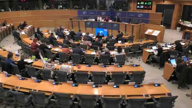 Reunión de la Comisión de Peticiones del Parlamento Europeo, presidida por Dolors Montserrat, en Bruselas.