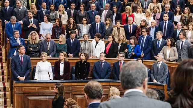 El Gobierno y la bancada del PSOE en la Solemne Sesión de Apertura de las Cortes Generales el pasado miércoles.