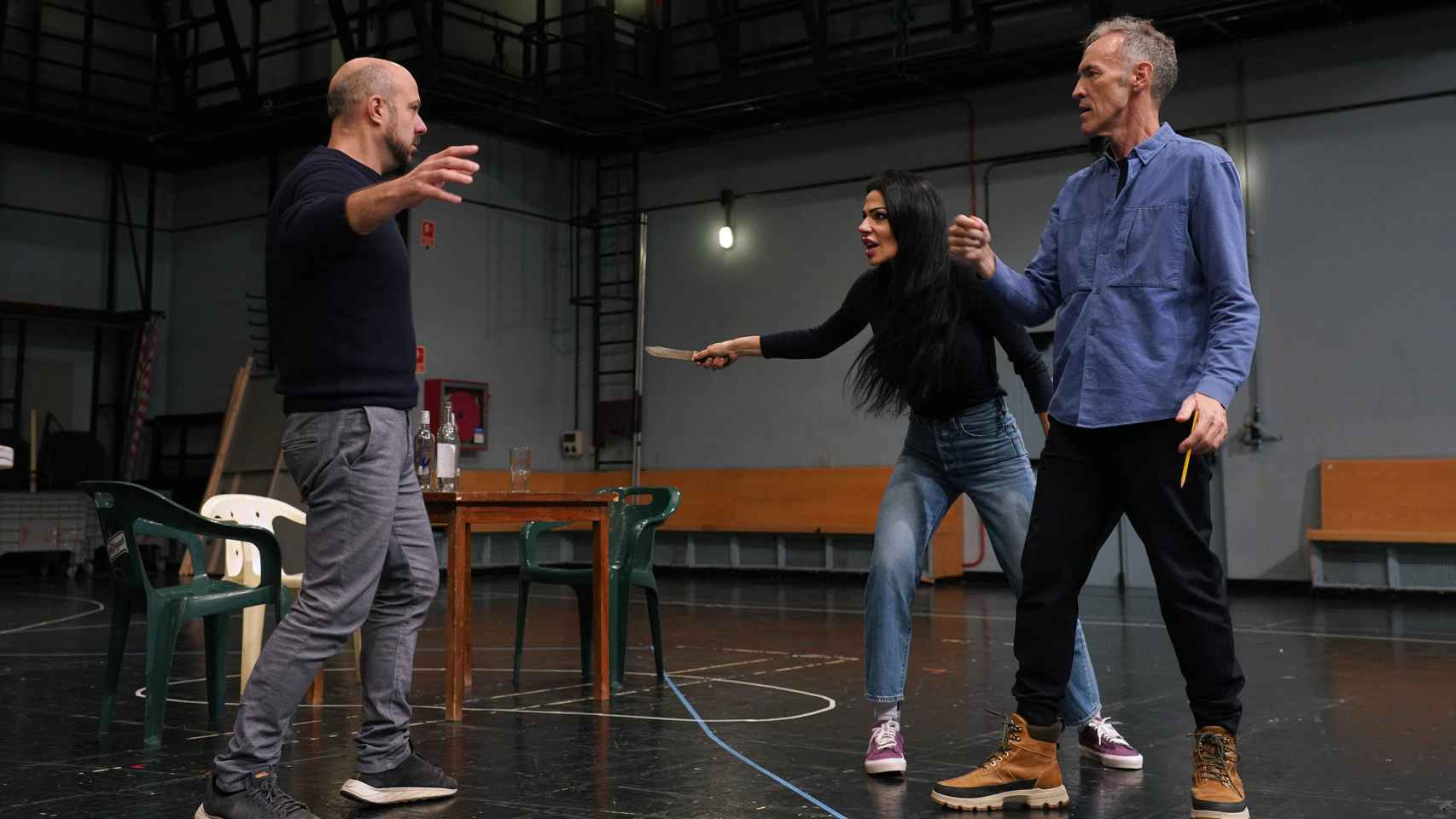 Gianluca Buratto, Martina Belli y Miguel del Arco, durante un ensayo. Foto: Javierl del Real