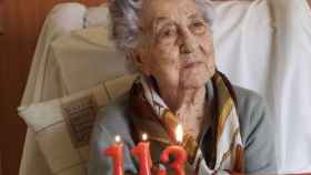 La supercentenaria catalana María Branyas al cumplir los 113 años. @MariaBranyas112