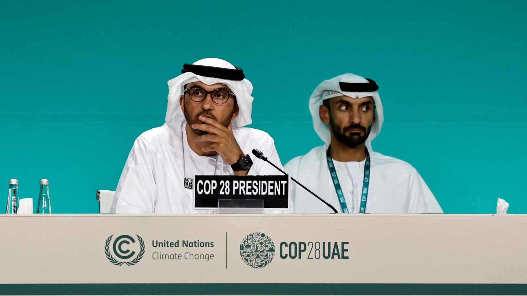 El presidente de la COP28 y magnate del petróleo, Sultan Al-Jaber durante el segmento de alto nivel de la cumbre.