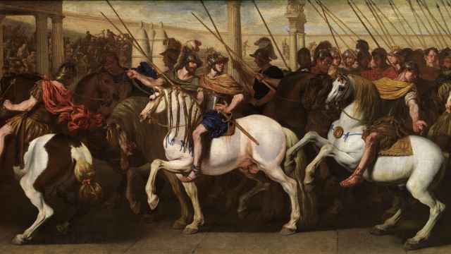 'Soldados romanos en el circo', un lienzo de Aniello Falcone.