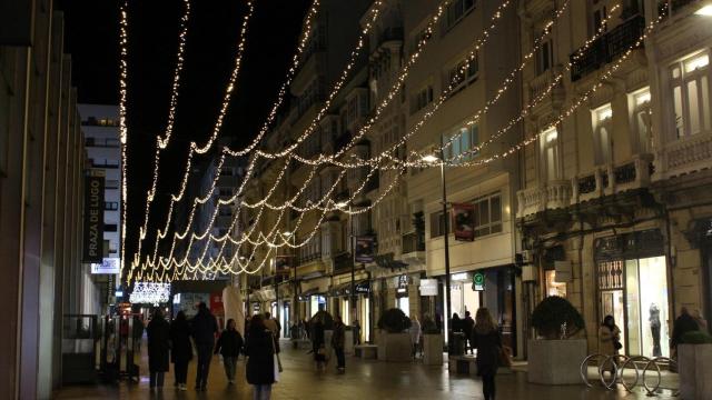 El alumbrado navideño en la plaza de Lugo.