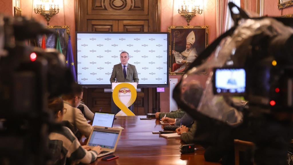 Juan Bueno, en la presentación de los Presupuestos de Sevilla 2024