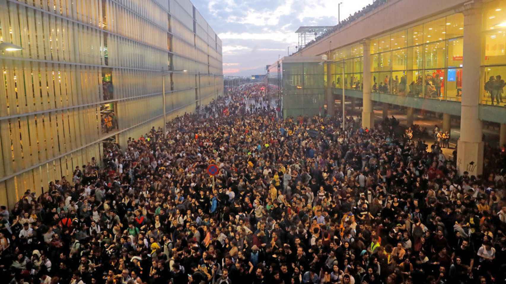 Protestas en El Prat el 14 de octubre de 2019