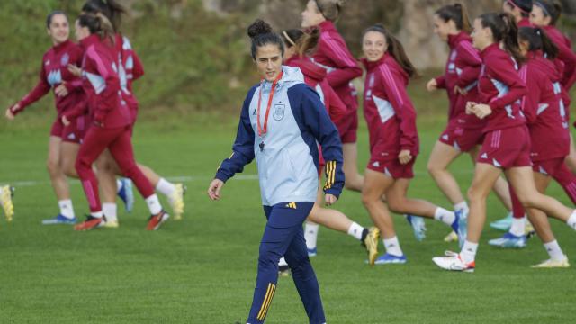 Montse Tomé, en un entrenamiento de la Selección