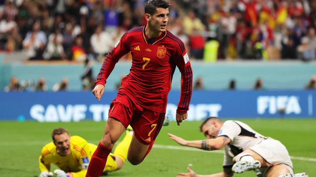 Morata celebra un gol ante Alemania.