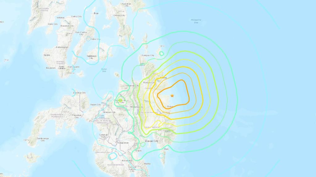 Mapa del terremoto en Filipinas.