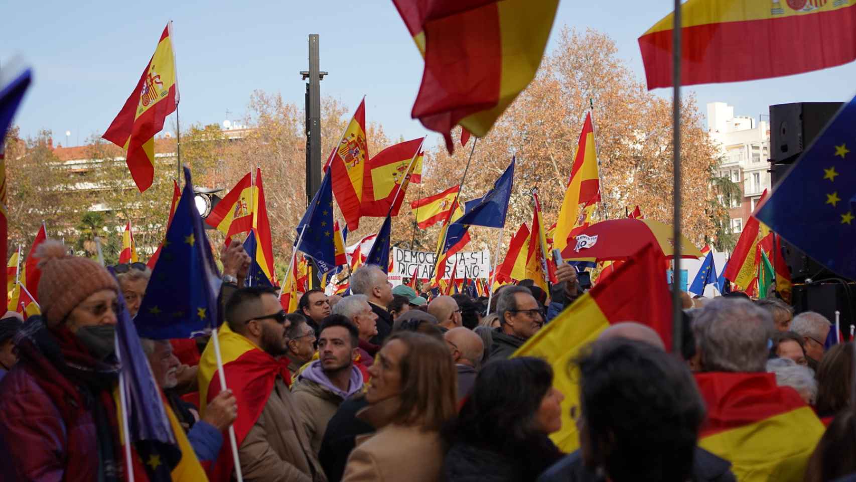 La masa de manifestantes congregados en Madrid este domingo