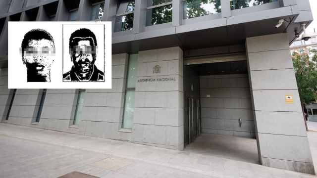 Fotomontaje con la fachada de la Audiencia Nacional y el rostro del reclamado en una imagen extraída de un informe policial.