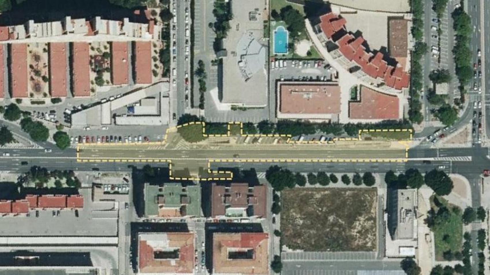 Ubicación del nuevo paso de peatones en la Avenida de Dénia de Alicante.