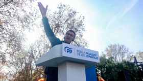 El presidente del PP, Alberto Núñez Feijóo, durante el acto del PP contra la amnistía, este domingo.
