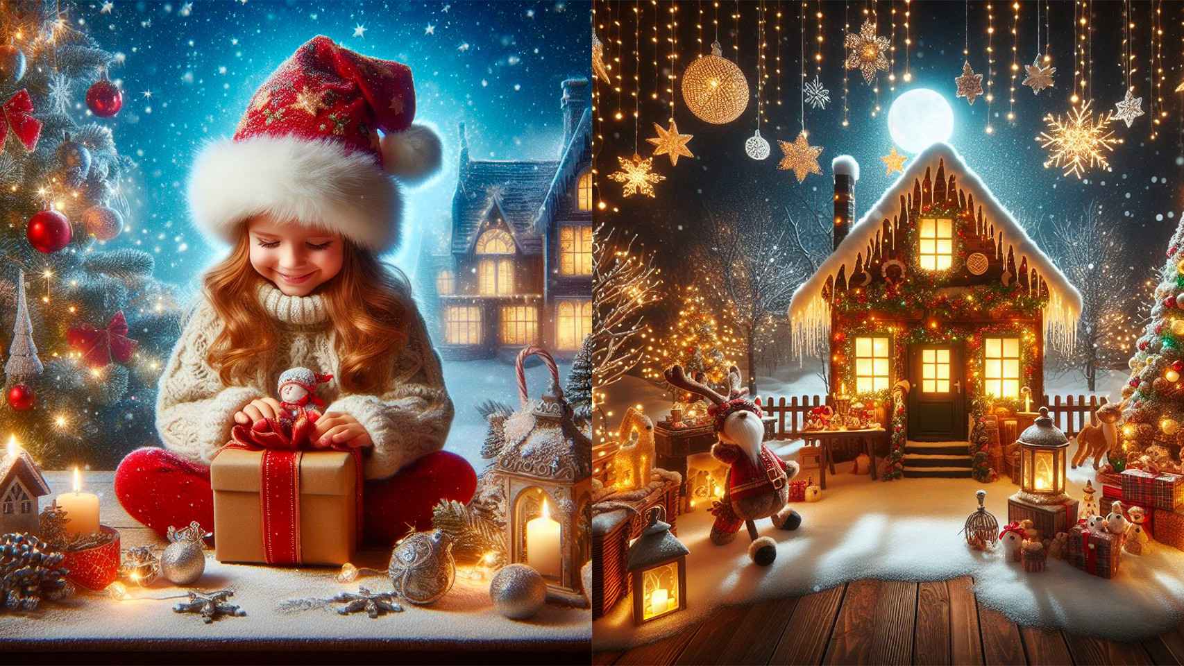 Imagen creada con el prompt: Una felicitación navideña lo más mágica posible