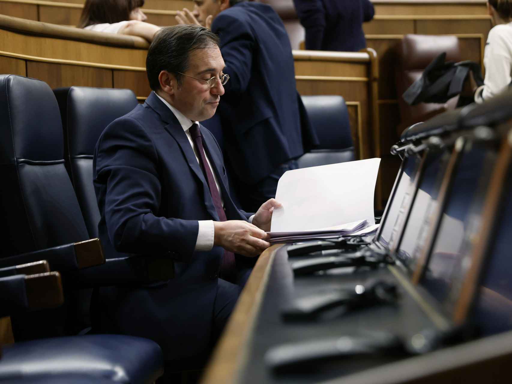 José Manuel Albares, ministro de Asuntos Exteriores, este martes en el Congreso de los Diputados.