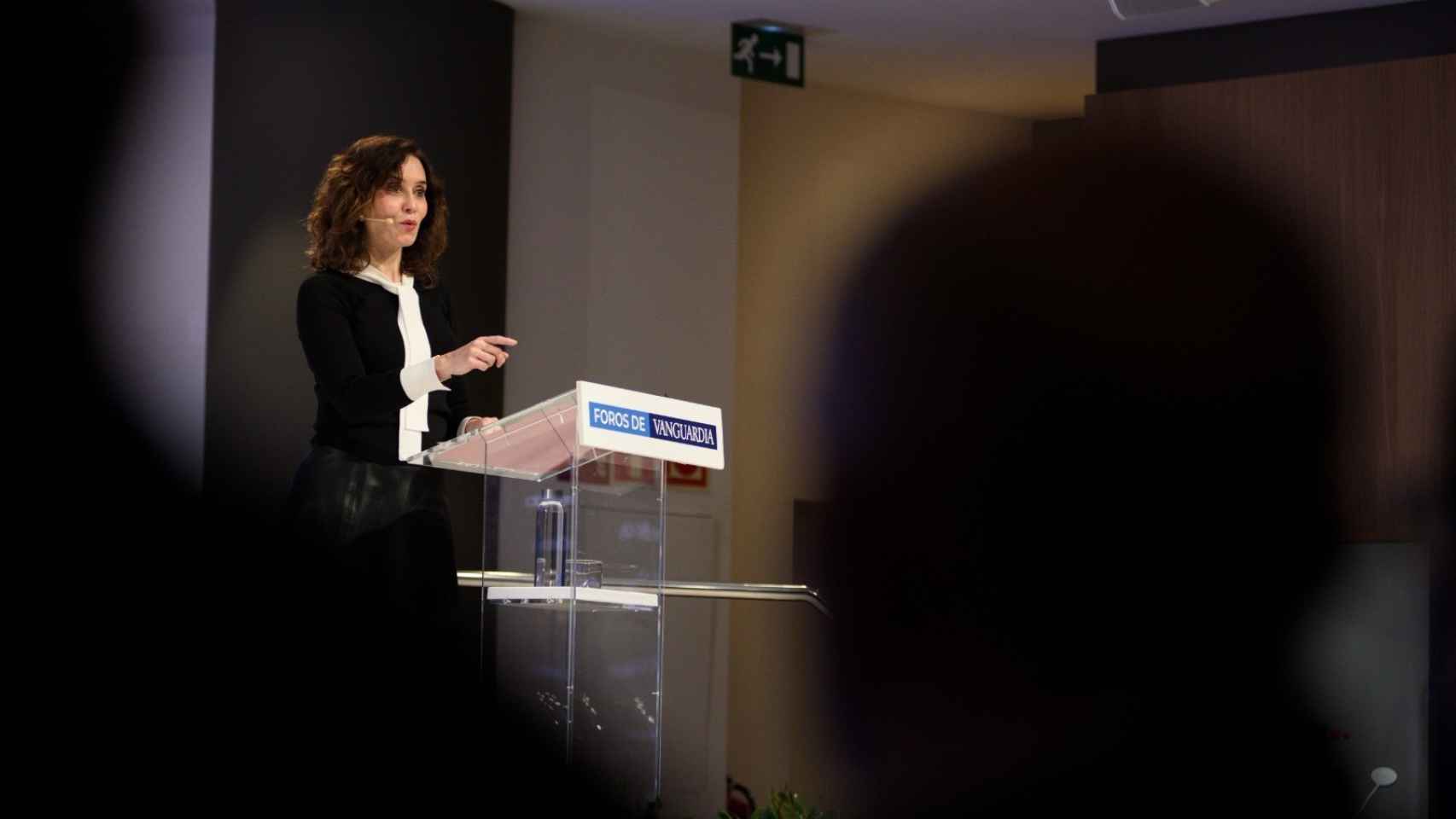 La presidenta de la Comunidad de Madrid, Isabel Díaz Ayuso, en el encuentro 'Madrid, región abierta' de 'La Vanguardia'.