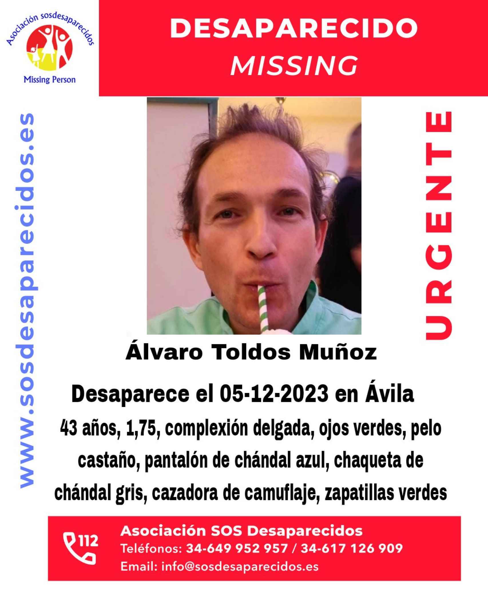 Cartel de la desaparición de Álvaro Toldos Muñoz