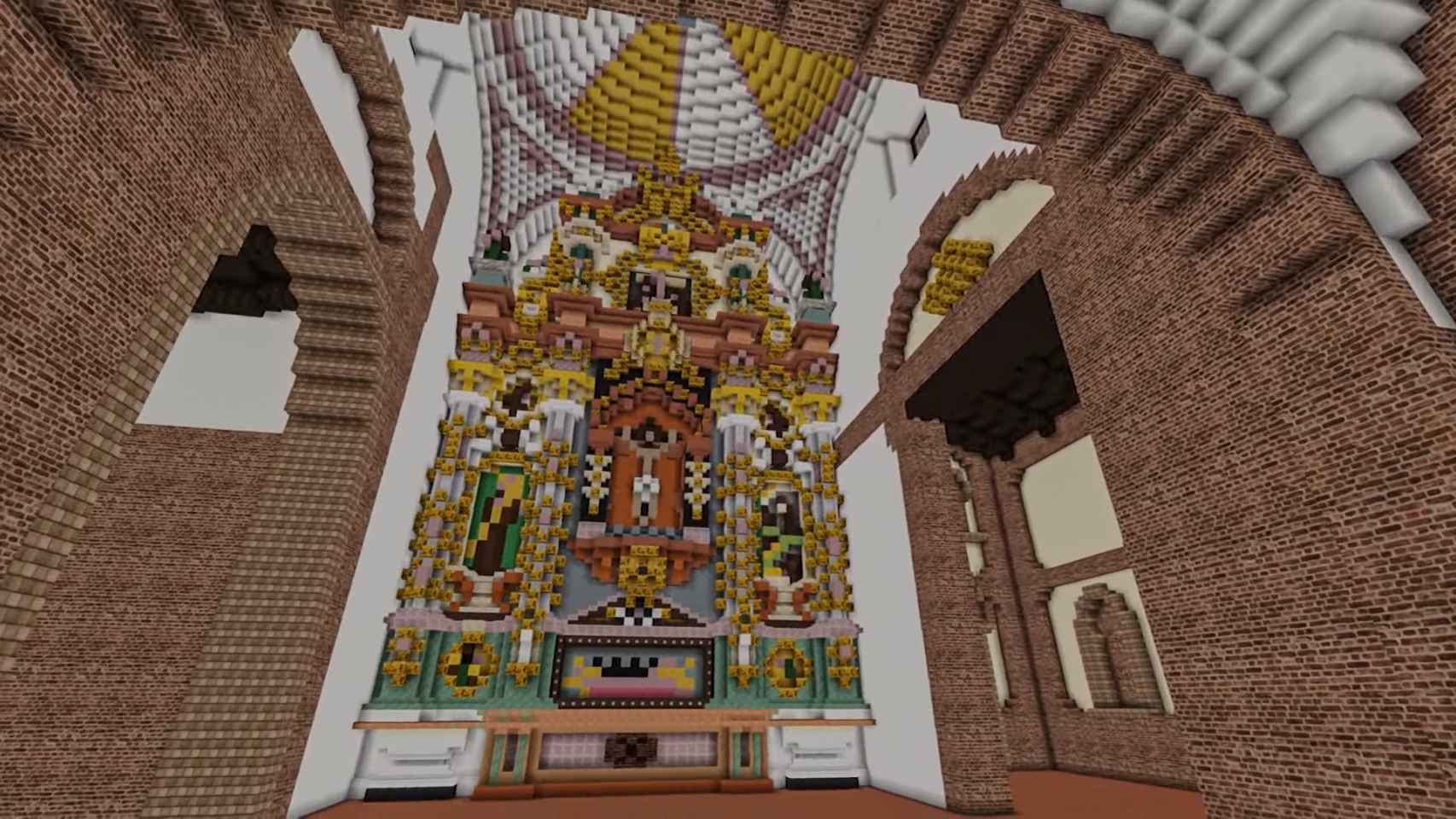 Retablo de la iglesia de San Lorenzo de Sahagún, recreado en 'Minecraft' por Gabriel García.