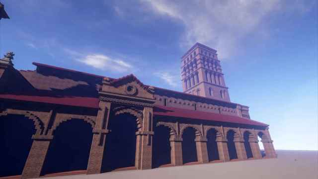 La iglesia de San Lorenzo de Sahagún (León), recreada por Gabriel García en el popular juego 'Minecraft'.