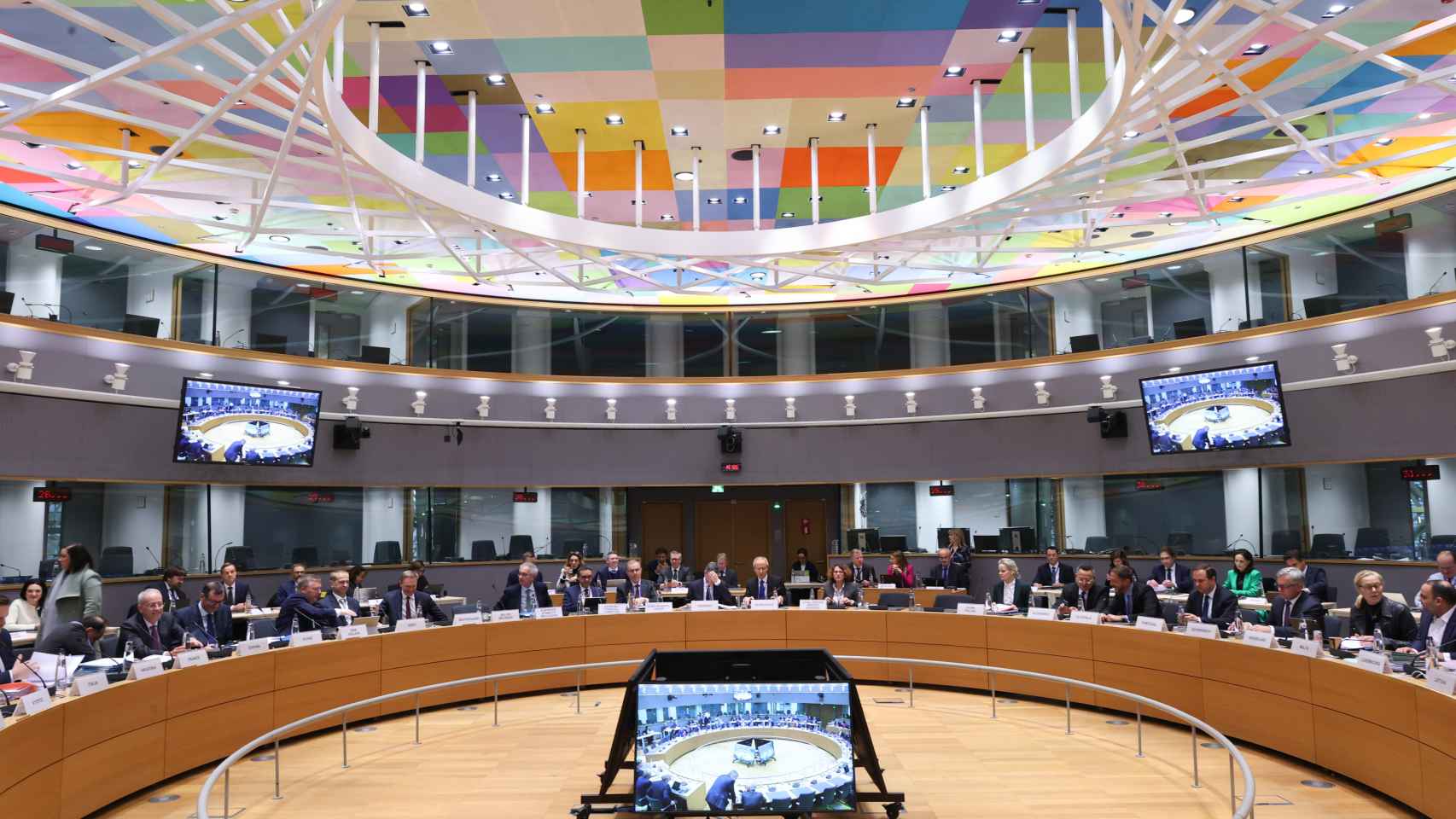 Los ministros de Economía de la UE, durante la reunión de este lunes en Bruselas
