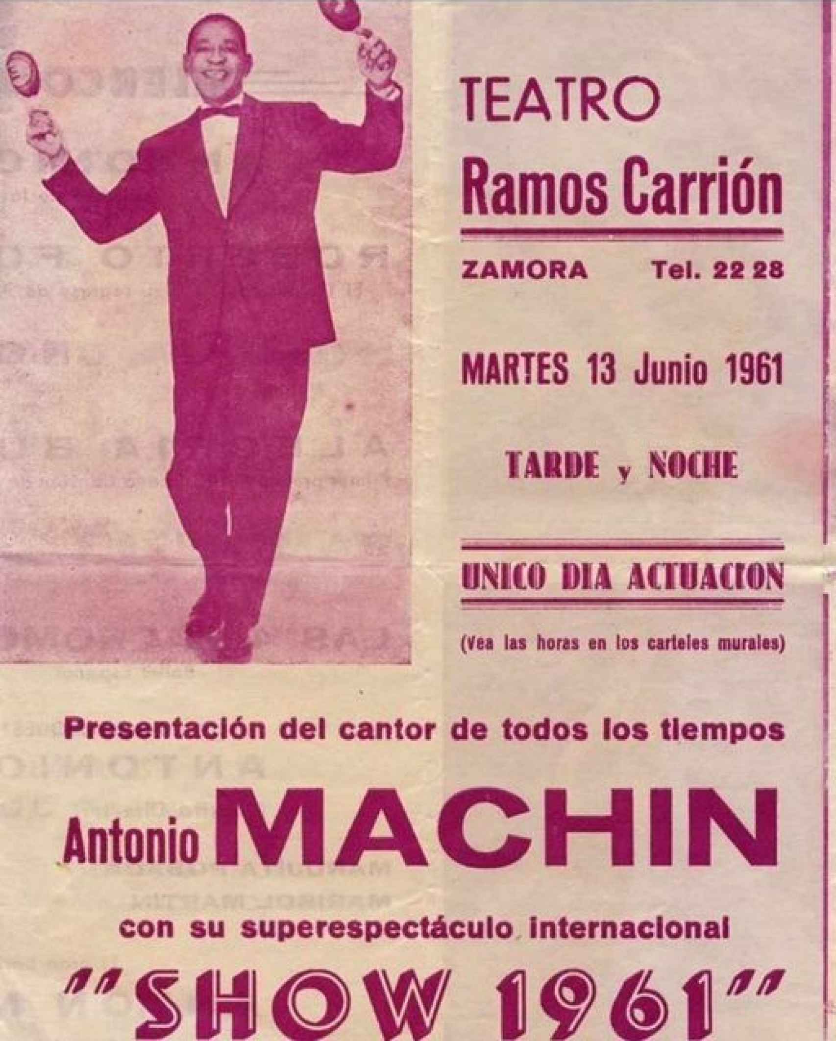 Cartel de la actuación de Antonio Machín en Zamora