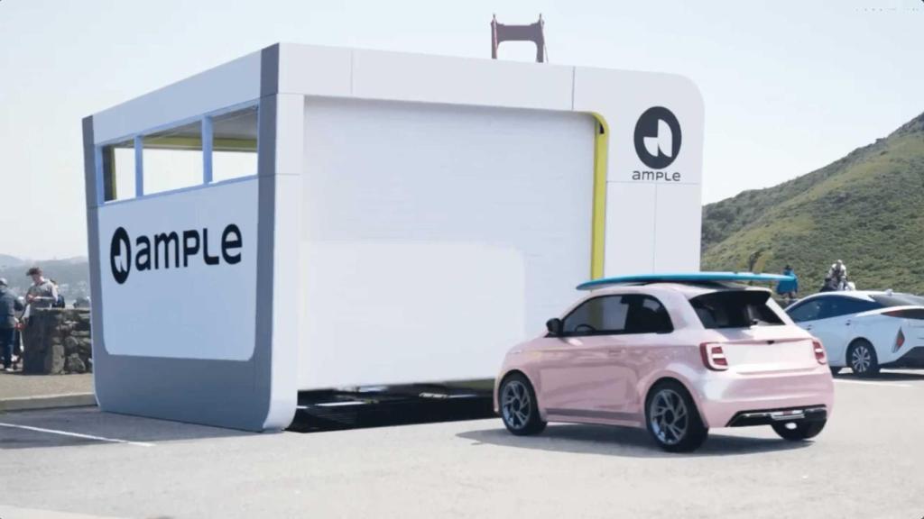 Estación de intercambio de baterías de un coche eléctrico.