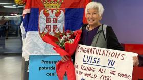 Luisa Yu en su recibimiento tras llegar al país 193.