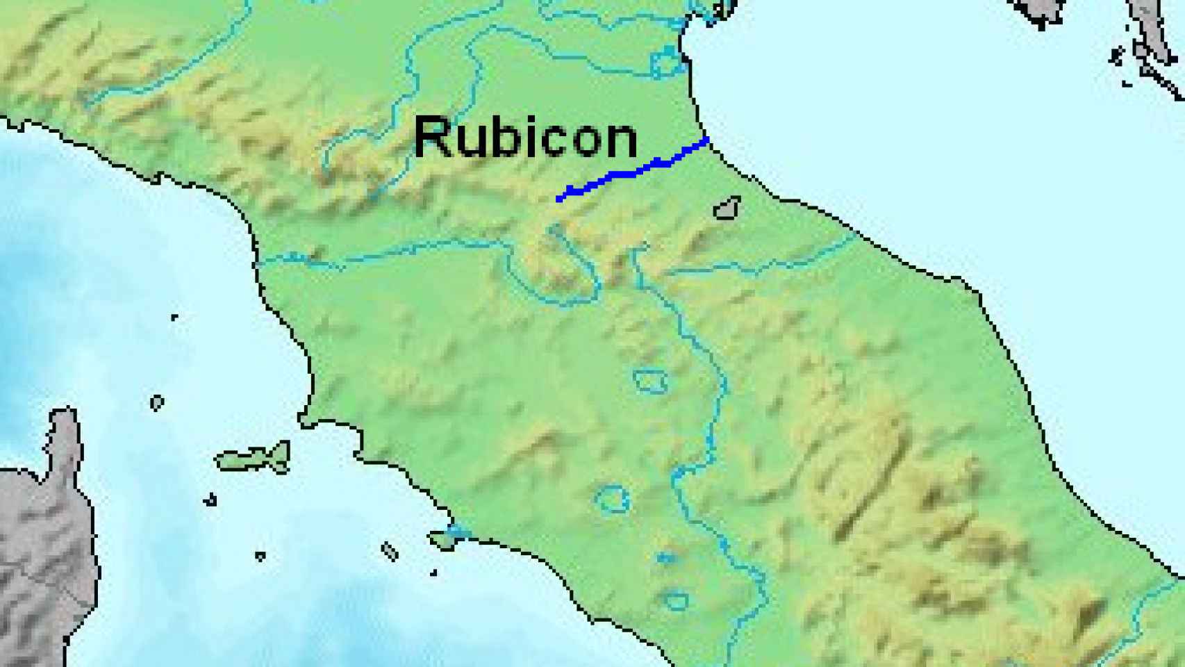 Localización del rio Rubicón en la actualidad.