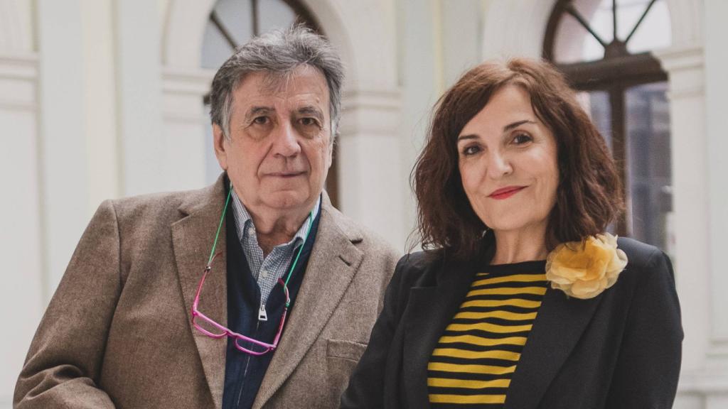 Luis Landero y Elvira Lindo en la Biblioteca Nacional.