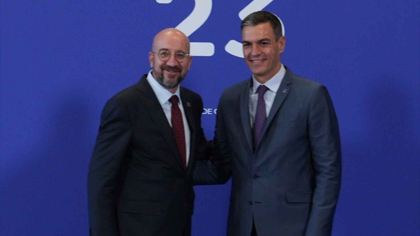 Pedro Sánchez y Charles Michel en rueda de prensa.