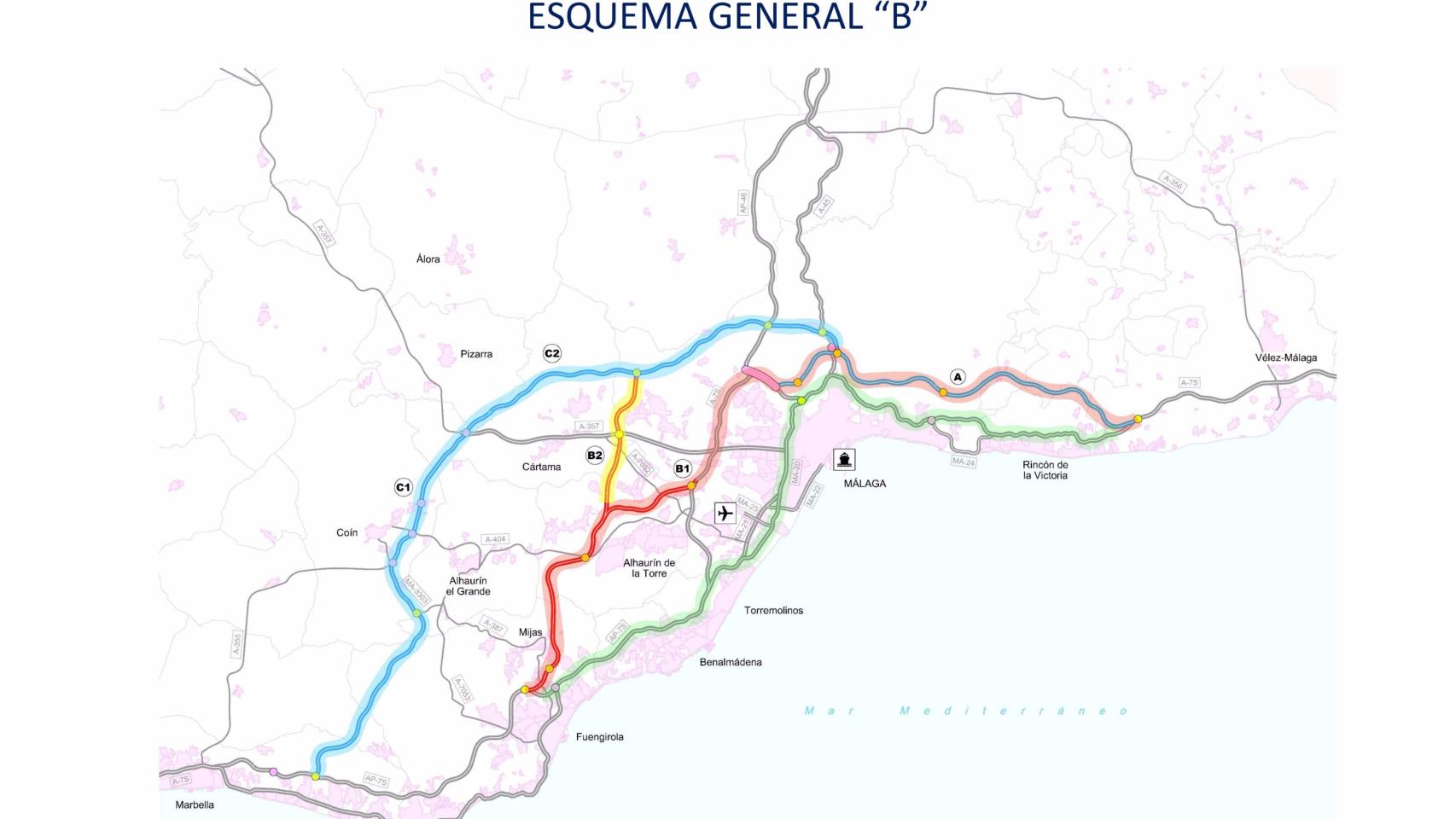 Una de las opciones de diseño de la Vía Perimetral de Málaga.
