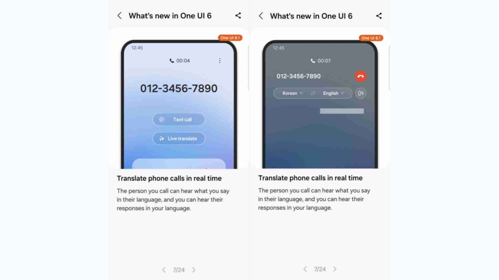 Traductor de llamadas en One UI 6.1 de Samsung