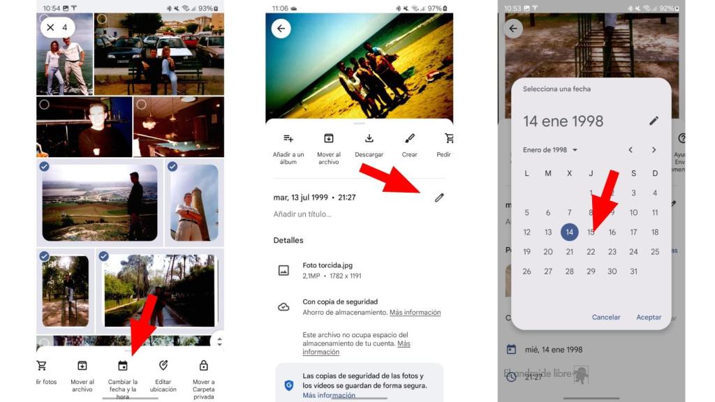 Cambiando la fecha en Google Fotos
