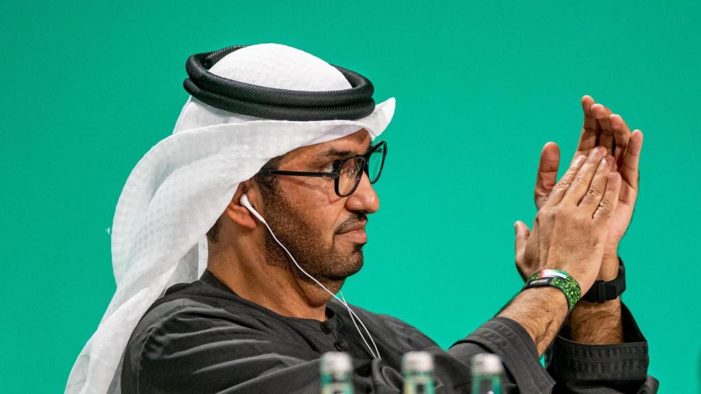 El presidente de la COP28, Sultan Al-Jaber, durante el penúltimo día de la cumbre.