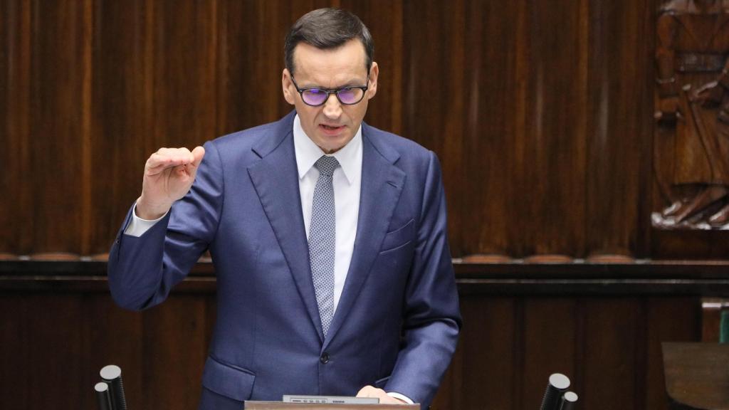 Morawiecki durante su moción de confianza.