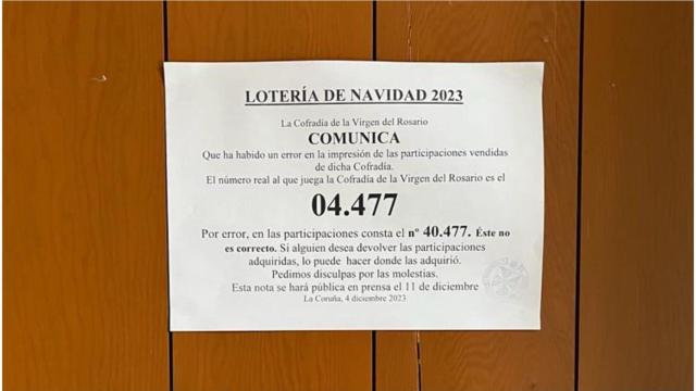 Cartel de la Cofradía para informar del error