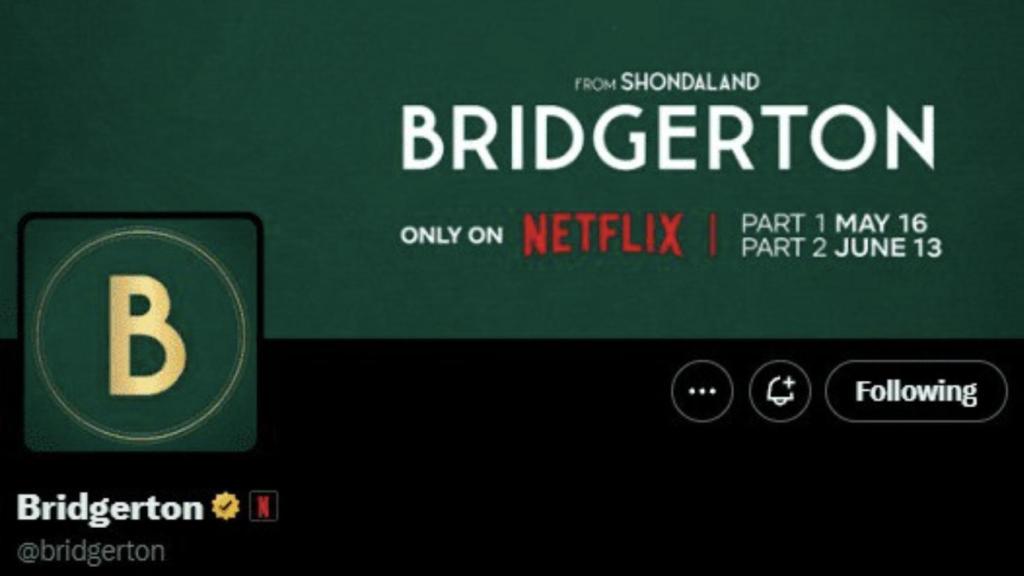 Encabezado de la cuenta oficial de 'Los Bridgerton'.