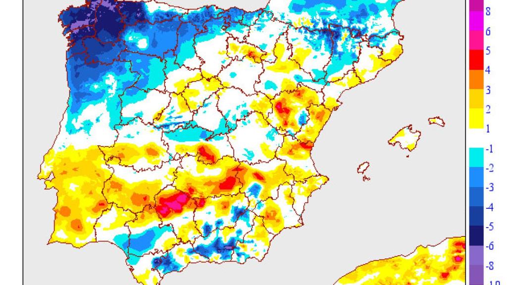 Mapa de calor de la Aemet.