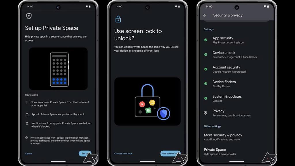 Capturas de pantalla de Private Space, lo nuevo de Android