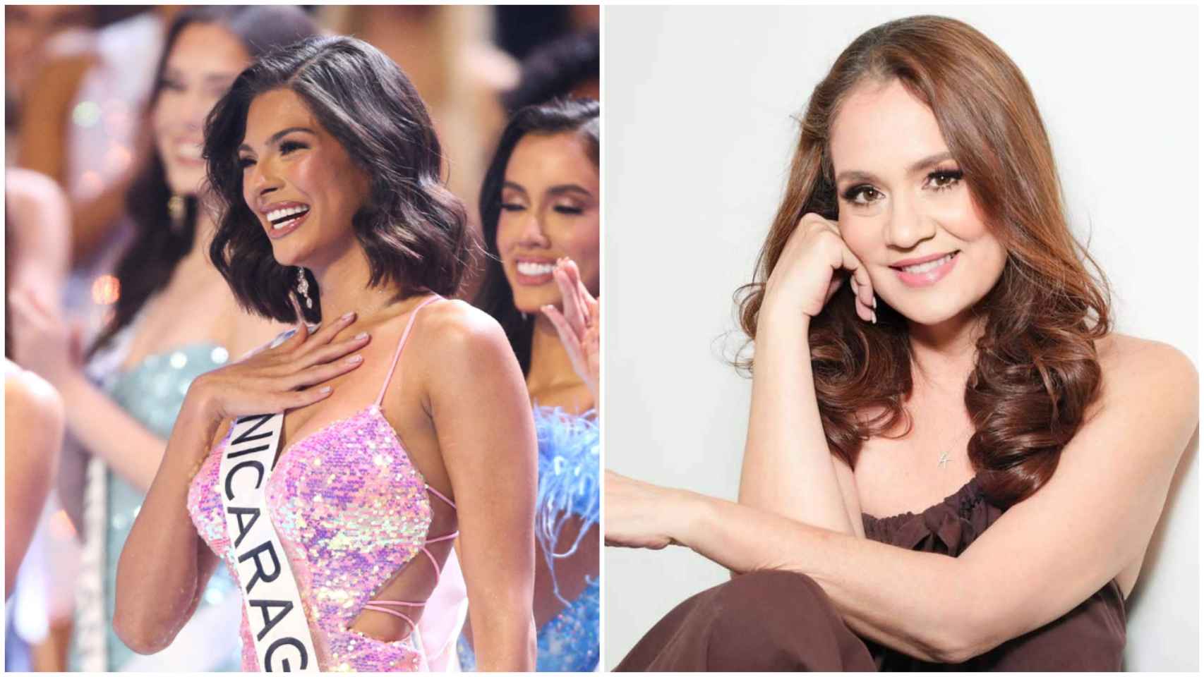 Sheynnis Palacios, la nicaragüense ganadora de Miss Universo, y Karen Celebertti, exjefa de la franquicia en el país.