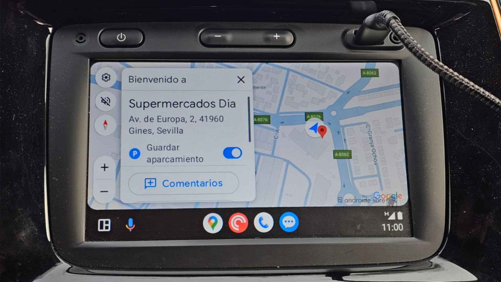 Google Maps en Android Auto guardando aparcamiento