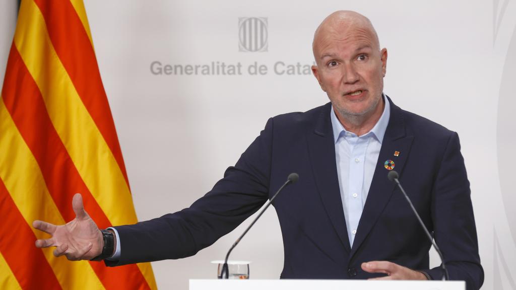 El conseller de Acción Climática, David Mascort, durante una rueda de prensa.