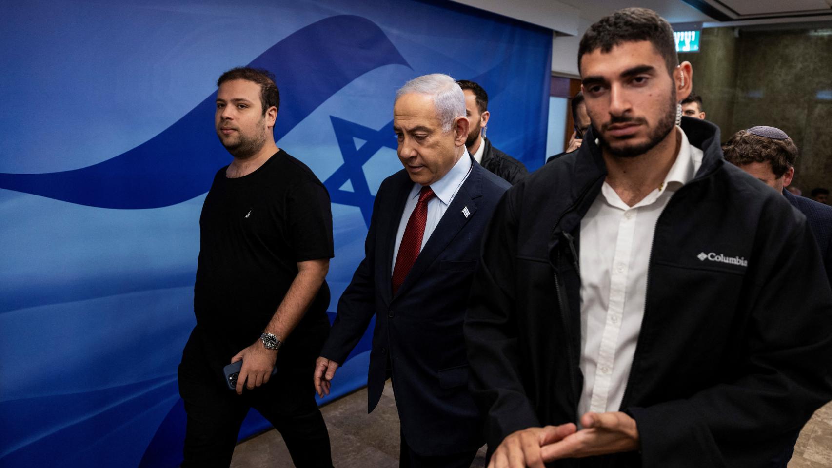 El primer ministro israelí, Benjamín Netanyahu, asiste este domingo a la reunión semanal del gabinete en la oficina del primer ministro en Jerusalén.