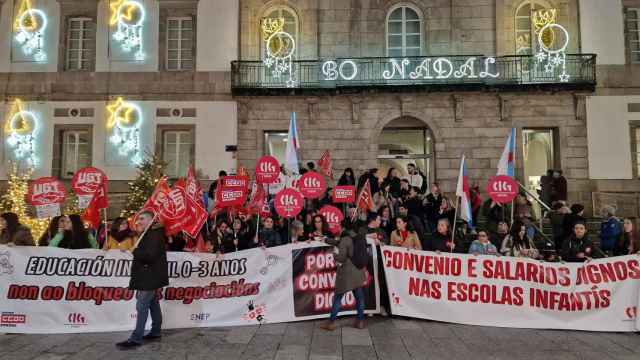 Concentración de las educadoras infantiles en Vigo.