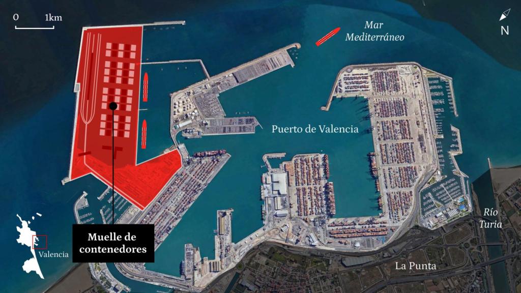 Plano de la ampliación norte del Puerto de Valencia.